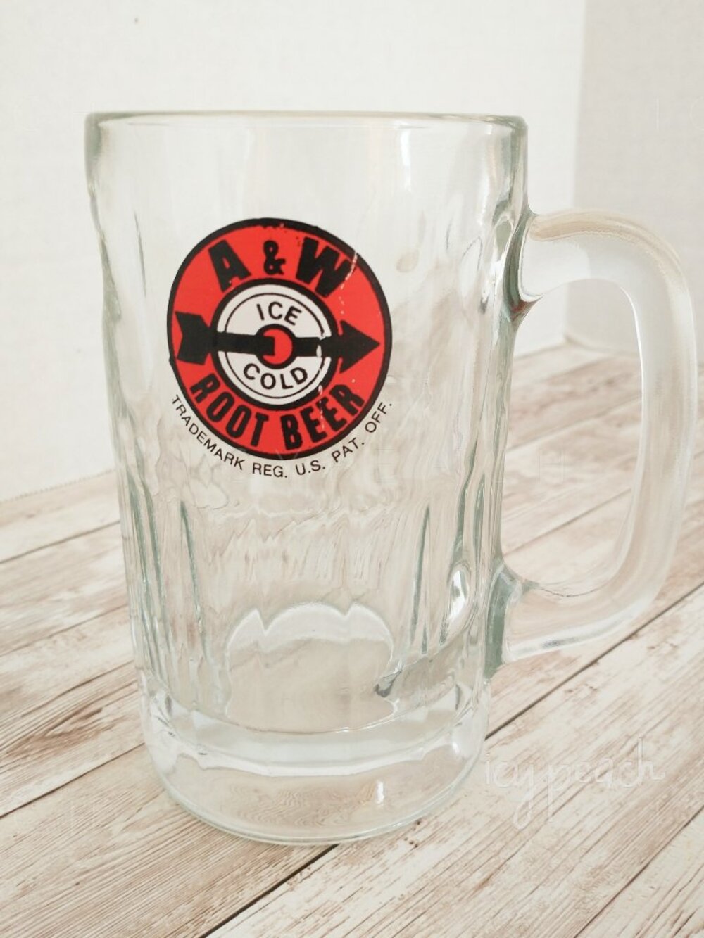 A&W Root Beer Glass Mug Vintage Collectible 1948 Red & Black Bulls Eye Logo 6”